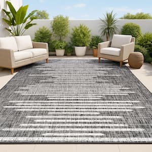 JONATHAN Y Zolak Berber Stripe Geometric Ivory/Black 9 ft. x 12 ft