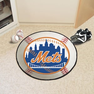 New York Mets White 2.25 ft. Round Baseball Area Rug