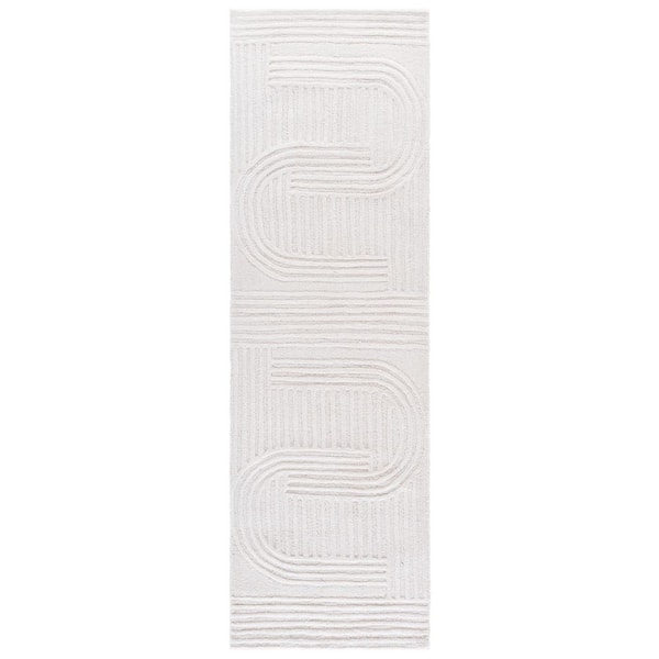 Metro 2 ft. x 8 ft. Ivory Geometric Runner Rug