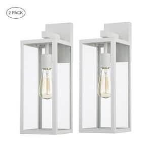 Martin 17.25 in. 1-Light White Hardwired Outdoor Wall Lantern Sconce(2-Pack)