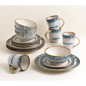 16-Piece Blue Swirl Stoneware Set (Service for 4)