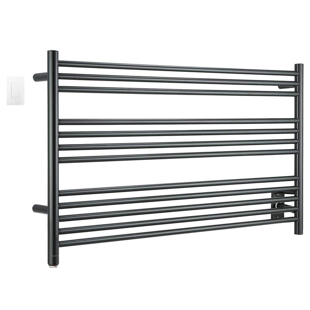 Ancona Amplia Dual 12-Bar Plug-In and Hardwire Towel Warmer in Matte Black with Wi-Fi Timer -  AN-5552-WF01