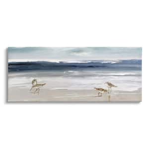 Sandpipers Grazing Sea Shore Design by Sally Swatland Unframed Nature Art Print 30 in. x 13 in.