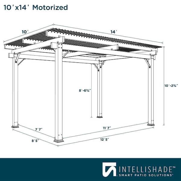 10 ft. x 14 ft. White Aluminum Motorized Pergola