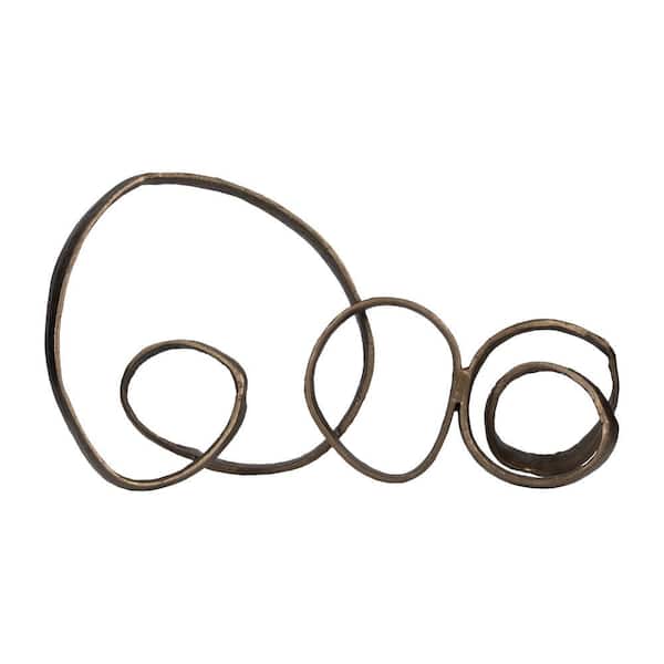 Bronze 29.5 in. x 15.5 in. Metal Novelty Abstract Loopy Sculpture