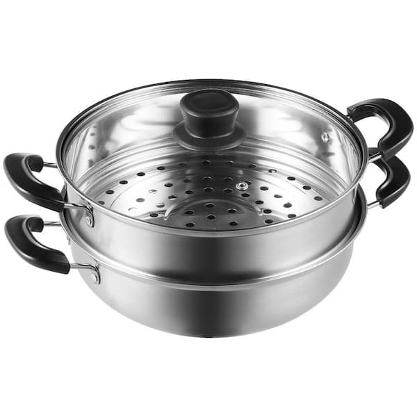 VEVOR Steamer Pot 11in/28cm, 3 Tier Steamer Pot for Cooking with