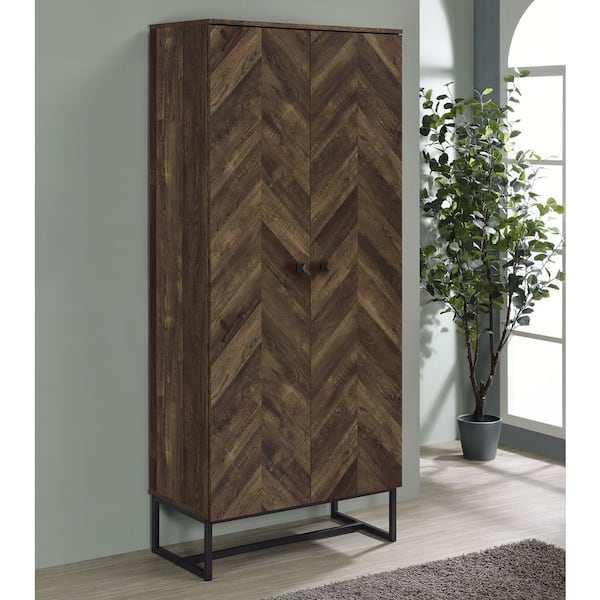 Carolyn Rustic Oak and Gunmetal 2-door Accent Cabinet