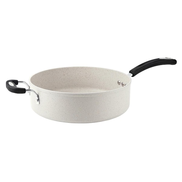 Ozeri All-In-One Stone 5.3 qt. Aluminum Ceramic Nonstick Sauce Pan in Warm Alabaster with Glass Lid