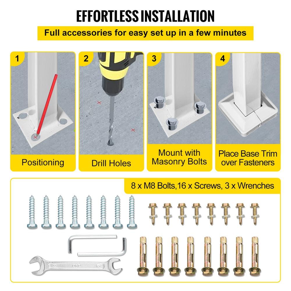 Matte White 3-Step Stainless Steel Outdoor Handrail Kit
