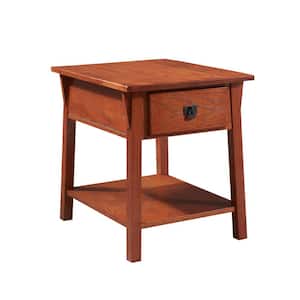 Mission Russet 24 in. W x 20 in. D Brown Locking Drawer Secret Compartment Side Table