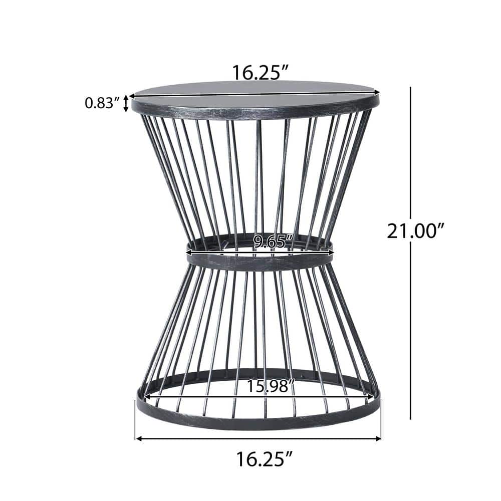 Lassen Matte Black Iron 16" Outdoor Side Table