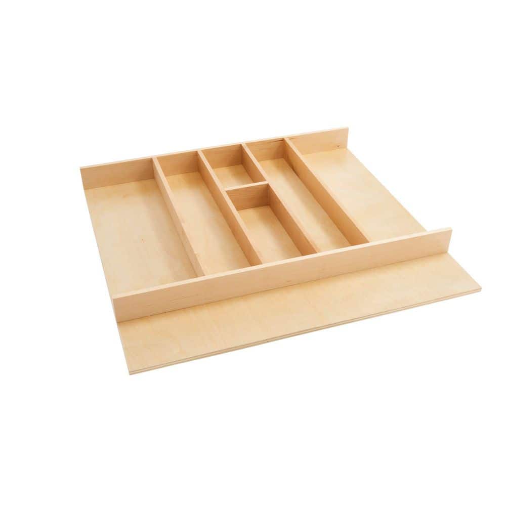 Natural Maple 23.98 in. W x 21.97 in. D x 2.36 in.H Light Brown Wood Trim-to-Fit Shallow Utensil Drawer Organizer Insert price history on PriceWatchPro