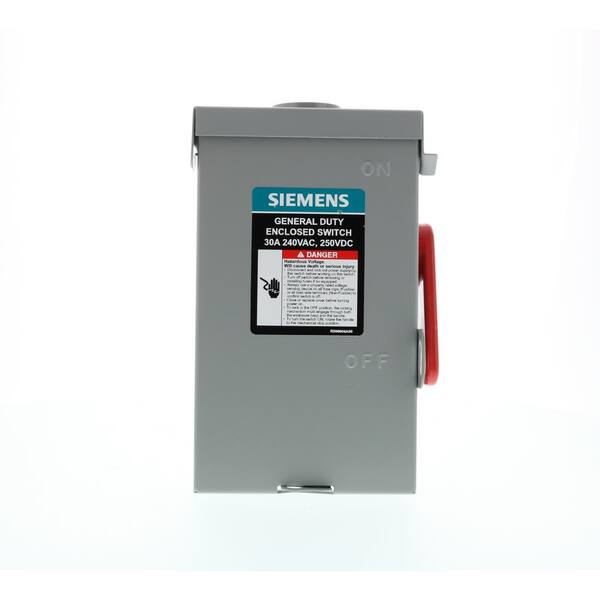 Siemens General Duty 30 Amp 3 Pole 4 Wire 240 Volt Fusible Outdoor Safety Switch Gf321nra The Home Depot