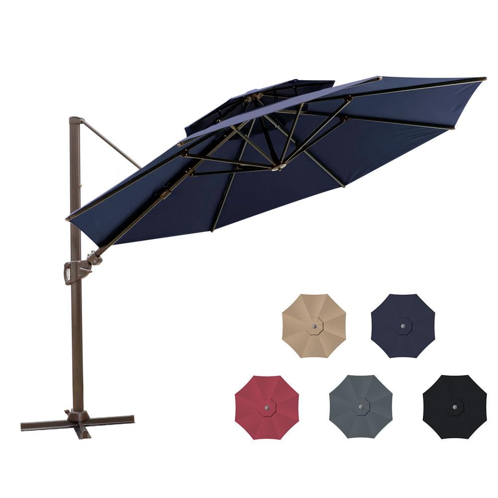 Pellebant 11.5 ft. Double Top Aluminum Cantilever Tilt Patio Umbrella ...