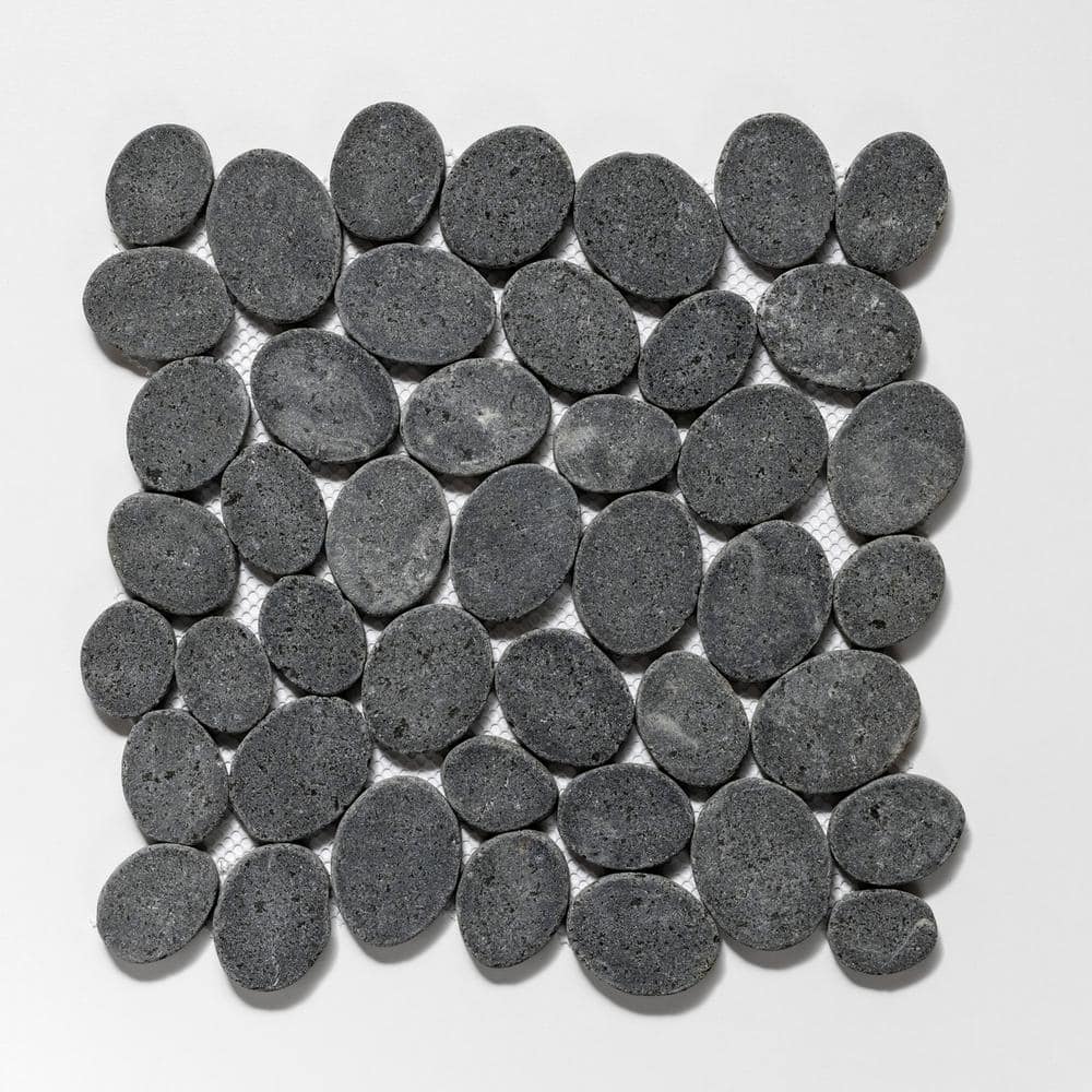Black Tumbled Marble Pebble Mosaic Tile for Floors and Walls