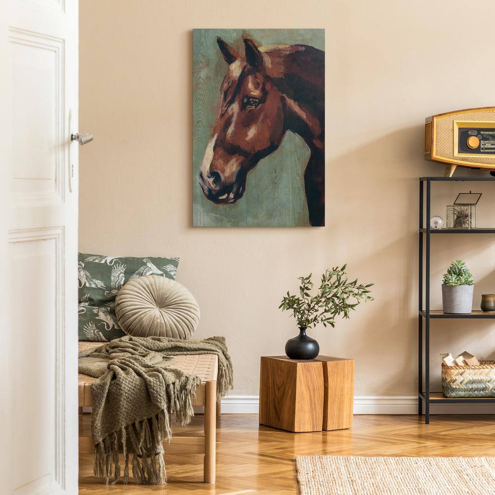 Village Knight Thoroughbred Horse Portrait Giclee Ash Wood Wall Art Set
