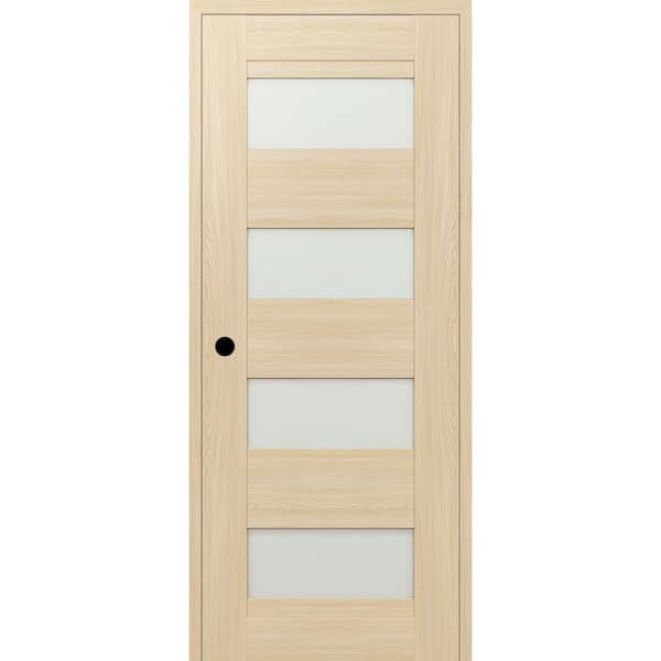 Belldinni 30 in. x 83.25 in. 07-08 Right-Hand 4-Lite Frosted Glass Loire Ash Composite DIY-Friendly Single Prehung Interior Door