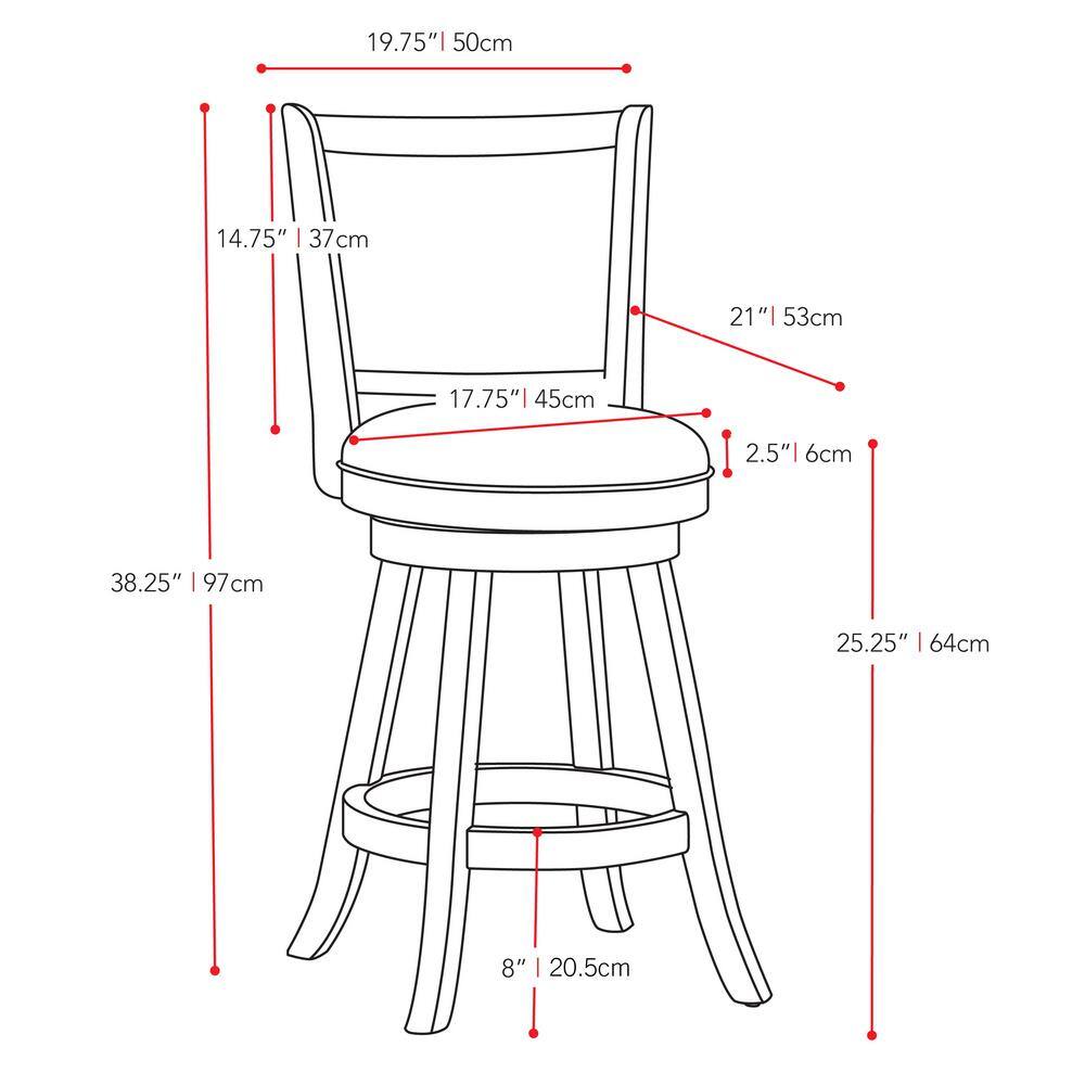 White Wood Swivel Counter Height Barstools with Leather Seats, Set of 2
