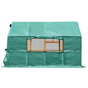 111 in. x 74 in. x 72 in. Wooden Chicken Coop Large Kitten Pen with Waterproof Cover and 2 Small Gates