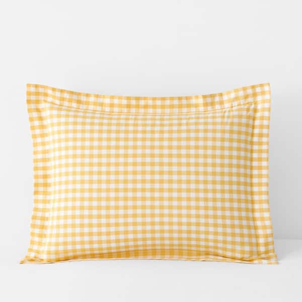 The Company Store Company Cotton Gingham Yarn-Dyed Yellow Cotton Percale Standard Sham