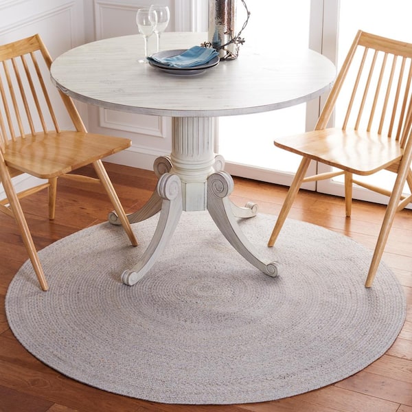 Braided Gray Yellow 6 ft. x 6 ft. Abstract Round Area Rug