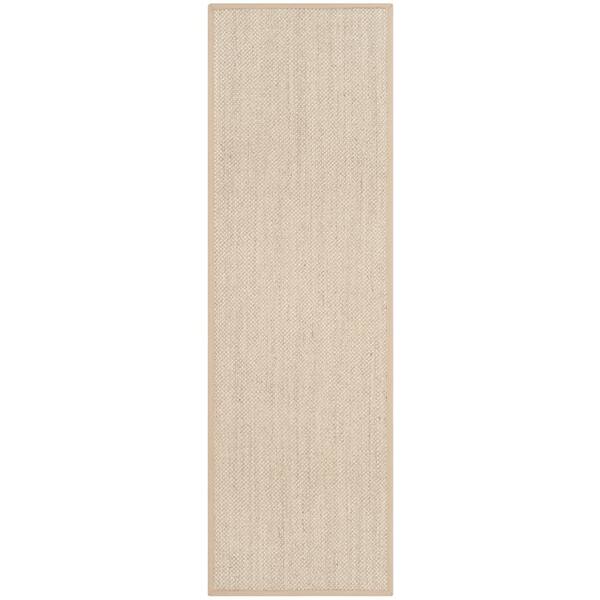 SAFAVIEH Natural Fiber Marble/Linen 3 ft. x 20 ft. Woven Border Runner Rug