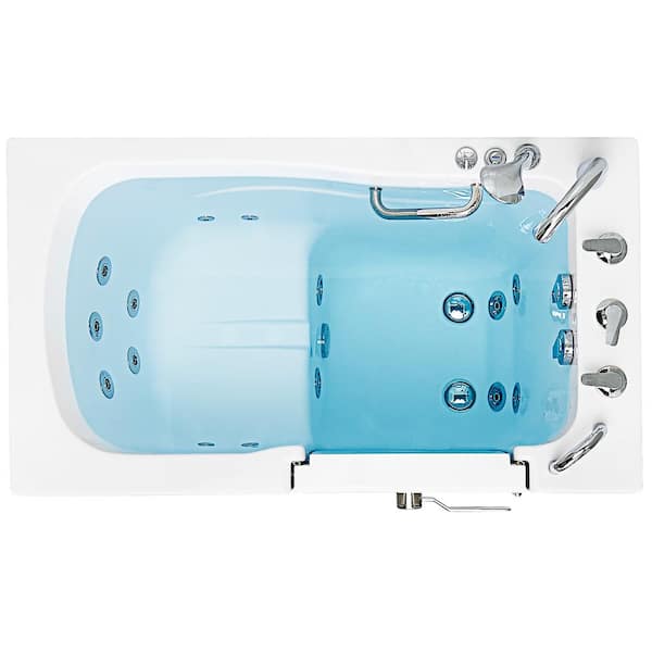 Monaco 52 in. x 32 in. Acrylic Right Dual Drain Whirlpool Walk-in Bathtub in White, 5-Piece Fast Fill Faucet