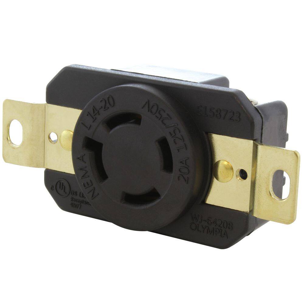 20-Amp 125/250-Volt NEMA L14-20R Flush Mounting Locking Industrial Grade Re