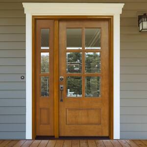 54 in. x 80 in. Craftsman Savannah 6 Lite RHIS Autumn Wheat Mahogany Wood Prehung Front Door with Single 14 in. Sidelite
