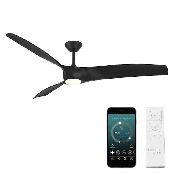 Zephyr 72 in. Smart Indoor/Outdoor Matte Black Standard Ceiling Fan Selectable CCT Integrated LED + Remote