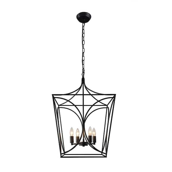 Unbranded 4-Light Matte Black Candle Chandelier with no Bulbs Included