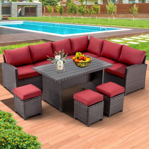 patio set red cushions