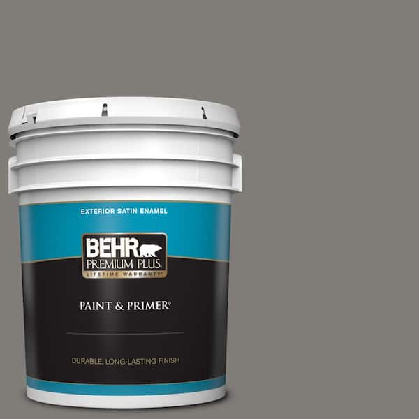 BEHR PREMIUM PLUS 5 gal. #PPU24-21 Greyhound Satin Enamel Exterior Paint & Primer