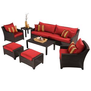 Deco 8-Piece Patio Seating Set with Cantina Red Cushions