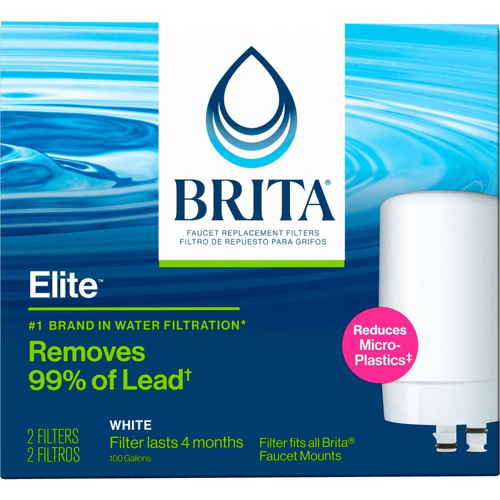 Brita White Faucet Water Filter Replacement Cartridges, 2-Pack