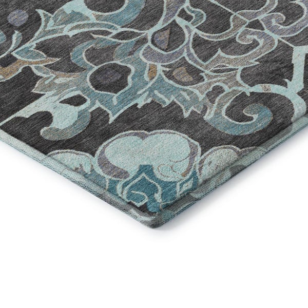 Mayfield Premium Machine Washable Abstract AMF1947 Teal 9 ft. x 12 ft. Area Rug
