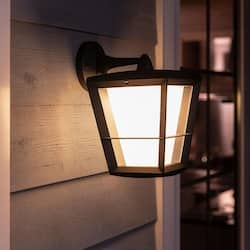 Philips Hue Econic Outdoor Smart Color Changing Wall Down Light Lantern with Integrated LED (1-Pack)