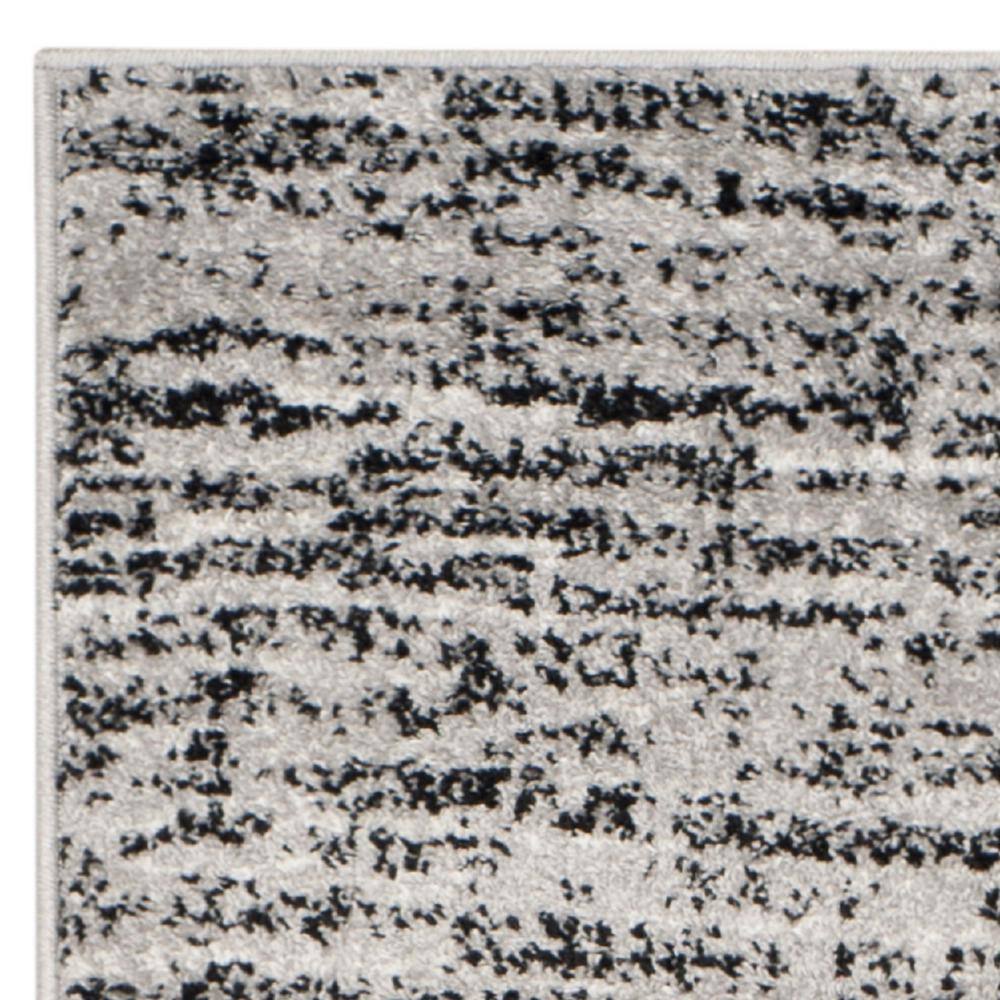 Adirondack Black and Silver Striped Synthetic Area Rug