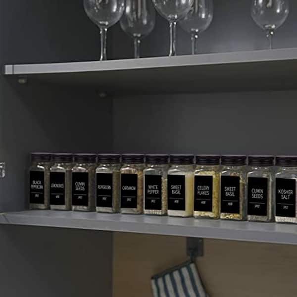 25 Pack Glass Spice Jars Black Metal Caps Square Containers with 547 Labels Shaker Lids Funnel Chalk Pen