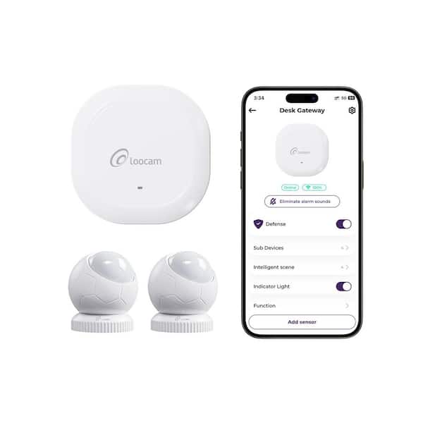 Wireless Home Security Alarm System 3-Piece, 1 Smart Hub, 2 PIR Motion Sensor