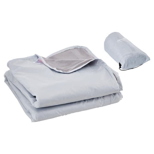 VEVOR Camping Blanket Large King Warm Wearable Stadium Blanket Polyester Fleece Flame Retardant 79 in. x 59 in. Light Grey