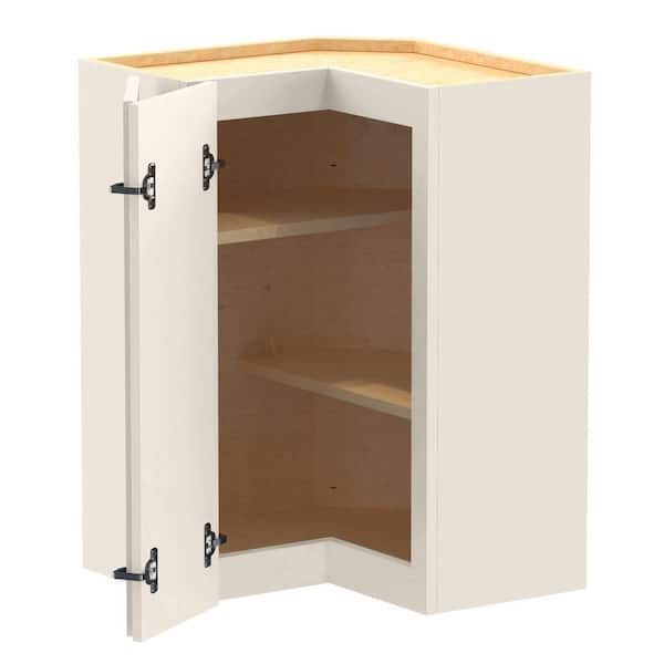 Home Decorators Collection Newport 24 in. W x 12 in. D x 30 in. H Assembled Plywood Corner Wall Kitchen Cabinet in Blended Cream with Shelves
