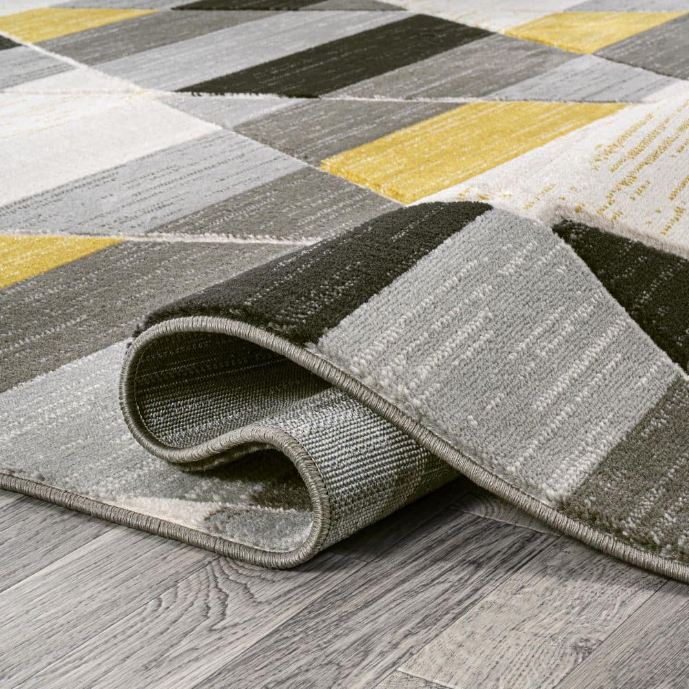 Kehoe Yellow and Gray Geometric Diamond Area Rug