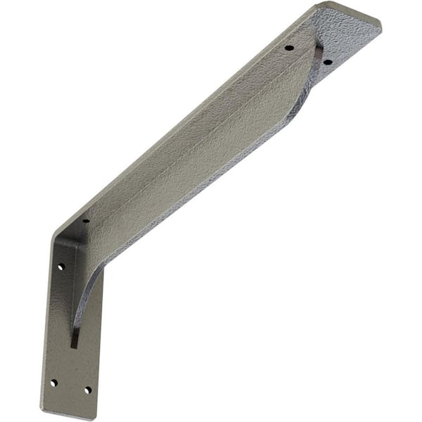 Ekena Millwork 2 in. W x 6-1/2 in. H x 16 in. D Hammered Silver Embrey Steel Bracket
