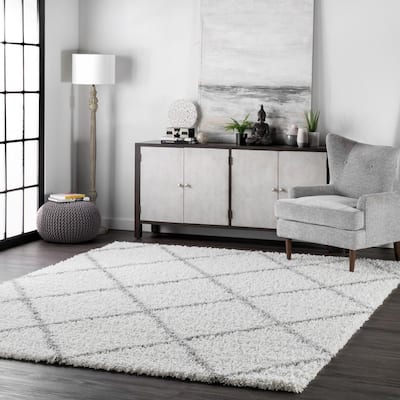 White Area Rugs The Home Depot, White Fluffy Area Rug For Bedroom