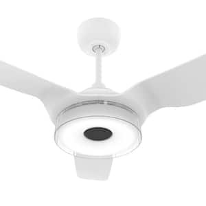Icebreaker 52 in. Indoor/Outdoor White Smart Ceiling Fan, Dimmable LED Light and Remote, Works w/ Alexa/Google Home/Siri