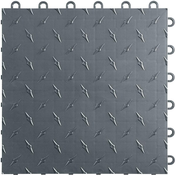 Swisstrax 12 in. W x 12 in. L Slate Gray Diamondtrax Home Polypropylene Commercial Garage Flooring (10-Tile/Pack) (10 sq. ft.)