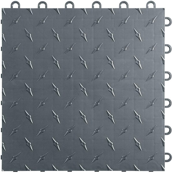 Swisstrax 12 in x 12 in. Slate Grey Diamondtrax Home Modular Polypropylene Flooring 50-Tile Pack (50 sq. ft.)