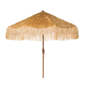 Tiki 9 ft. Wood Market Tilt Patio Umbrella in Tan