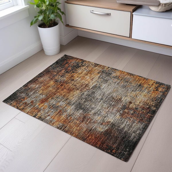 Mayfield Premium Machine Washable Abstract AMF1210 Paprika 2 ft. x 3 ft. Area Rug
